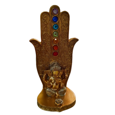 Porta Incenso Mão 7 Chakras Decoração Ganesha